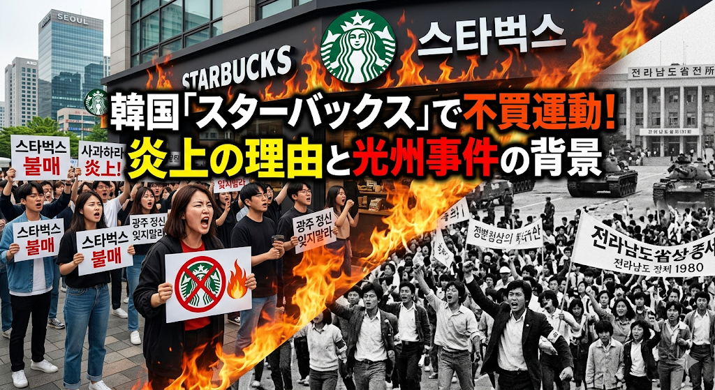 韓国「スターバックス」で不買運動の様子