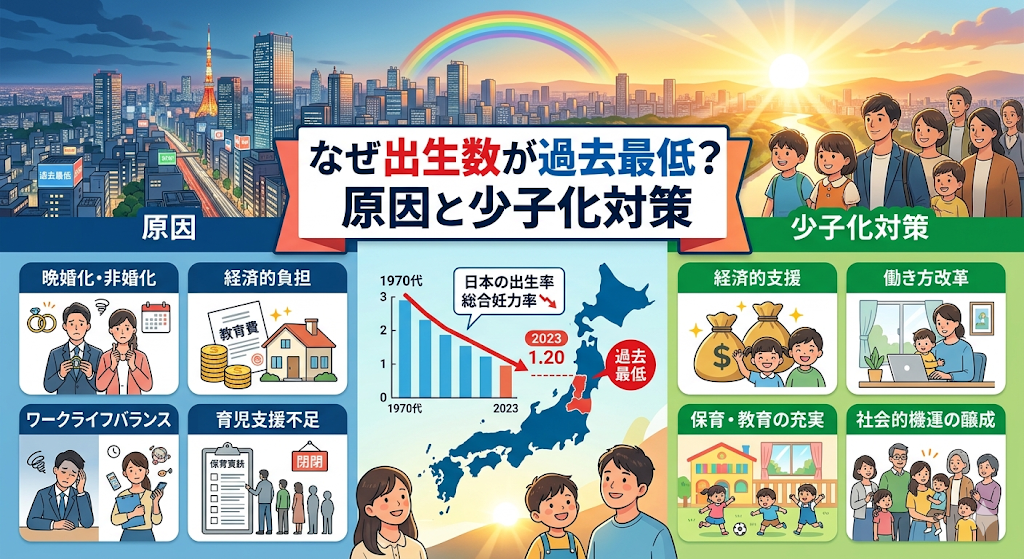 出生数が過去最低なのはなぜ？原因と少子化対策に関するイメージ