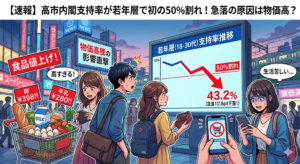 高市内閣支持率が若年層で初の50％割れ！に関するイメージ