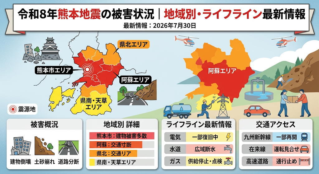 令和8年熊本地震の被害状況｜地域別・ライフライン最新情報