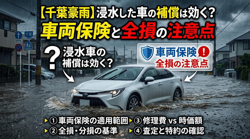 【千葉豪雨】浸水した車の補償は効く？車両保険と全損の注意点