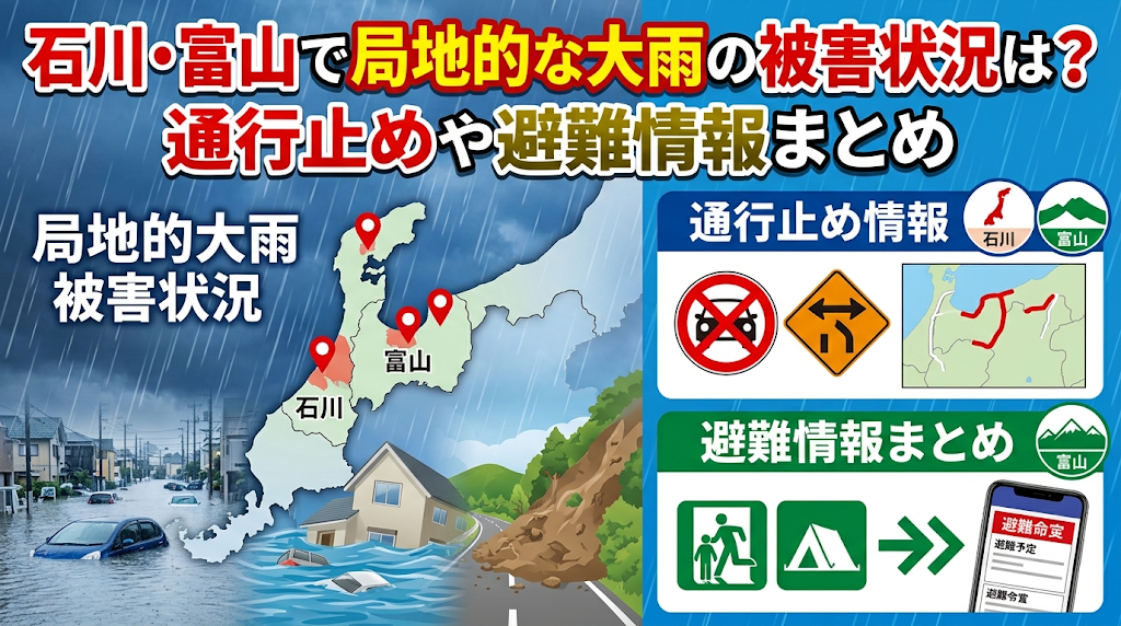 石川・富山で局地的な大雨の被害状況は？通行止めや避難情報