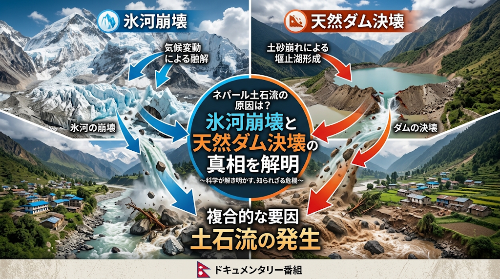 ネパール土石流の原因は？氷河崩壊と天然ダム決壊