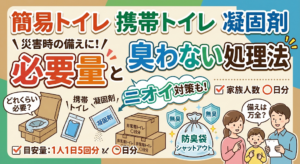 災害時に一番困る「トイレ」！簡易トイレの家族別必要量と臭わない処理
