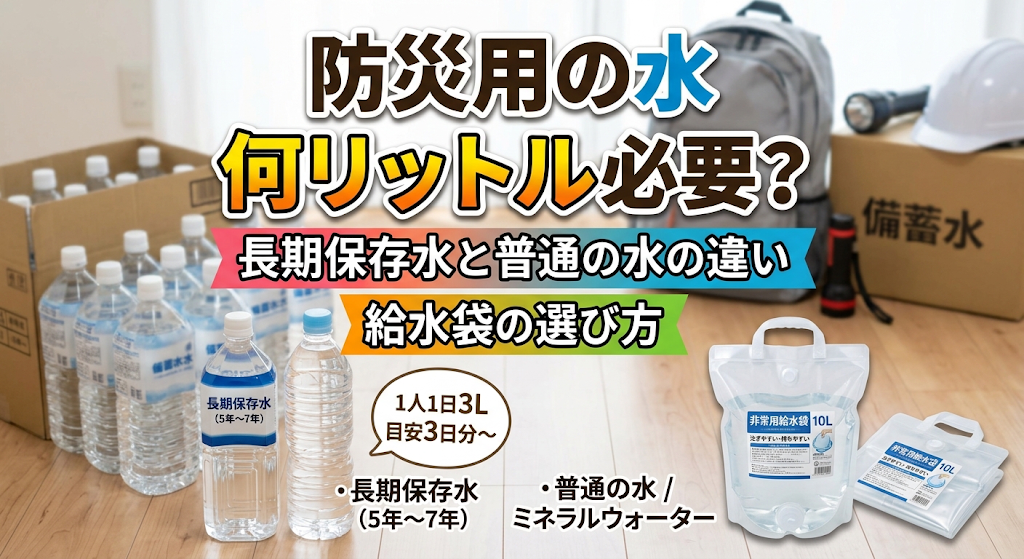 防災用の水は何リットル必要？長期保存水と普通の水の違い・給水袋の選び方