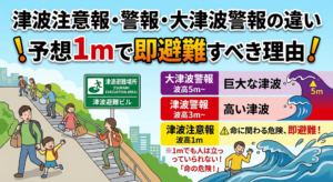 津波注意報・警報・大津波警報の違い｜予想1mで即避難すべき理由