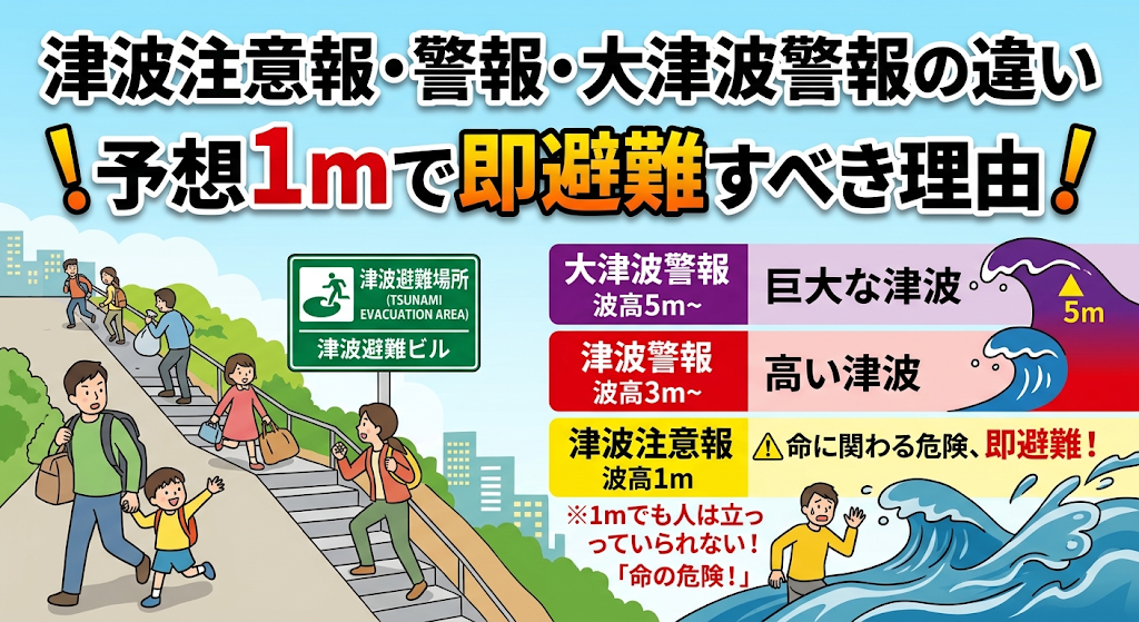 津波注意報・警報・大津波警報の違い｜予想1mで即避難すべき理由