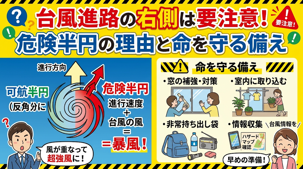 台風進路の右側は要注意！危険半円の理由と命を守る備え