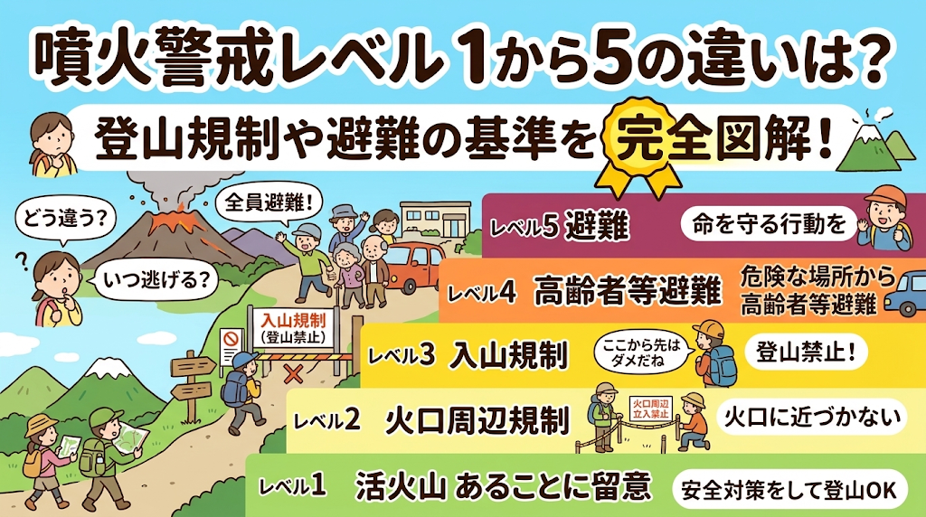 噴火警戒レベル1から5の違いは？登山規制や避難の基準を完全図解