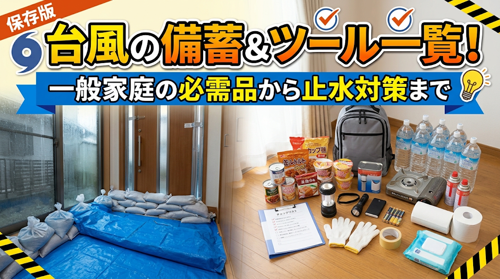 台風の備蓄＆ツール一覧！一般家庭の必需品から止水対策ま