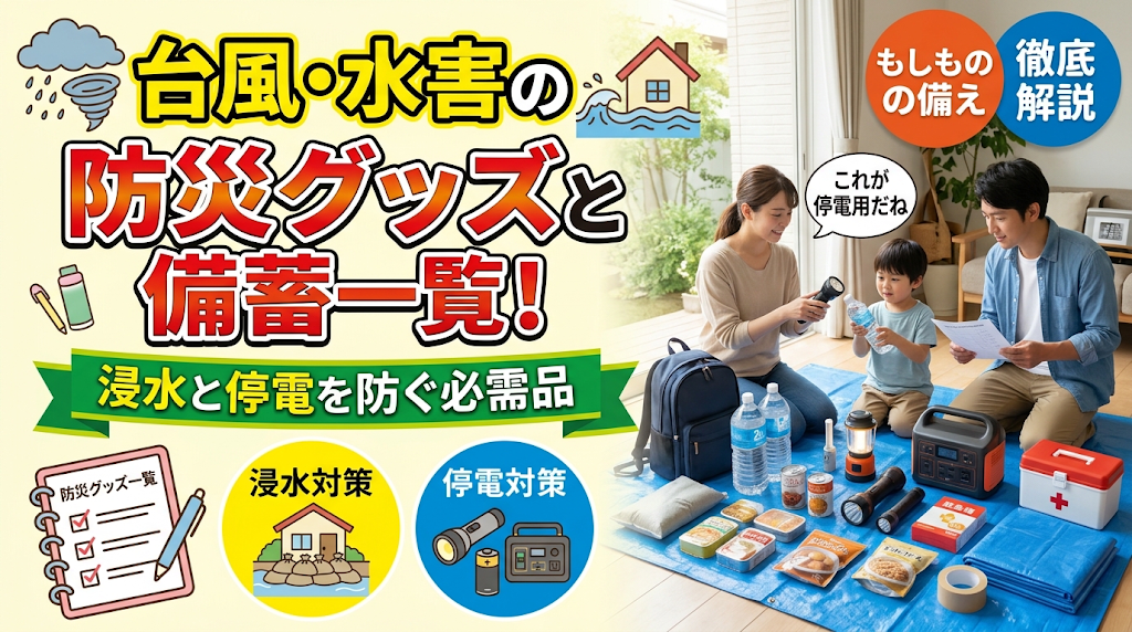 台風や水害に備えたい防災グッズと備蓄一覧！浸水と停電を防ぐ必需品