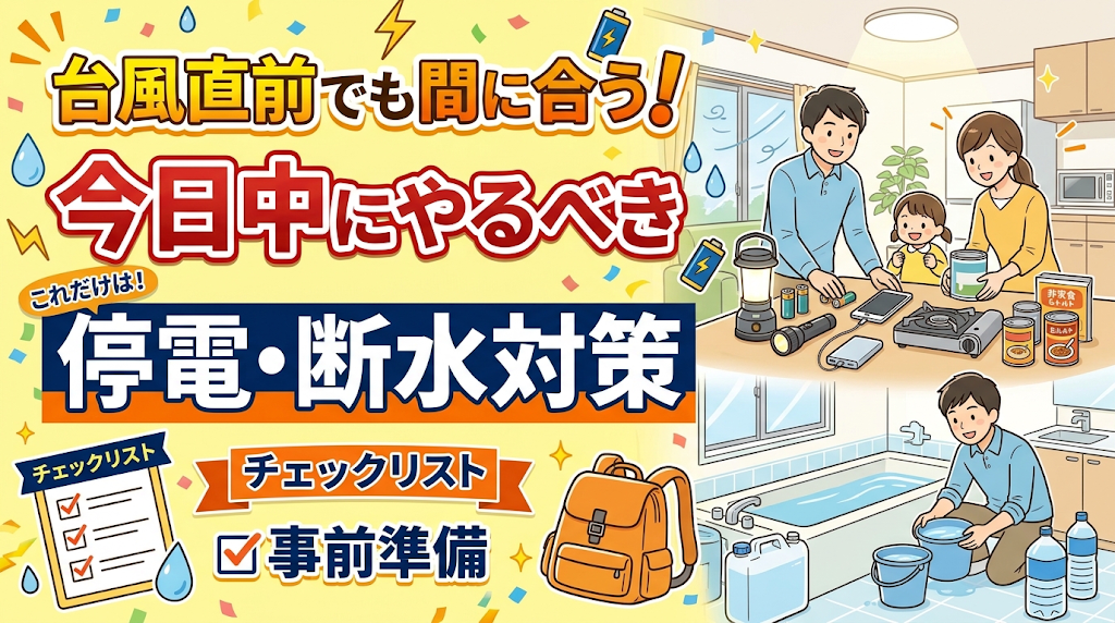 台風直前でも間に合う準備とは？今日中にやるべき停電・断水対策