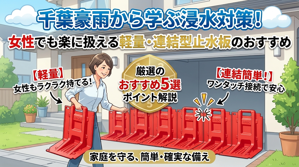 千葉豪雨から学ぶ浸水対策！女性でも楽に扱える軽量止水板のおすすめ