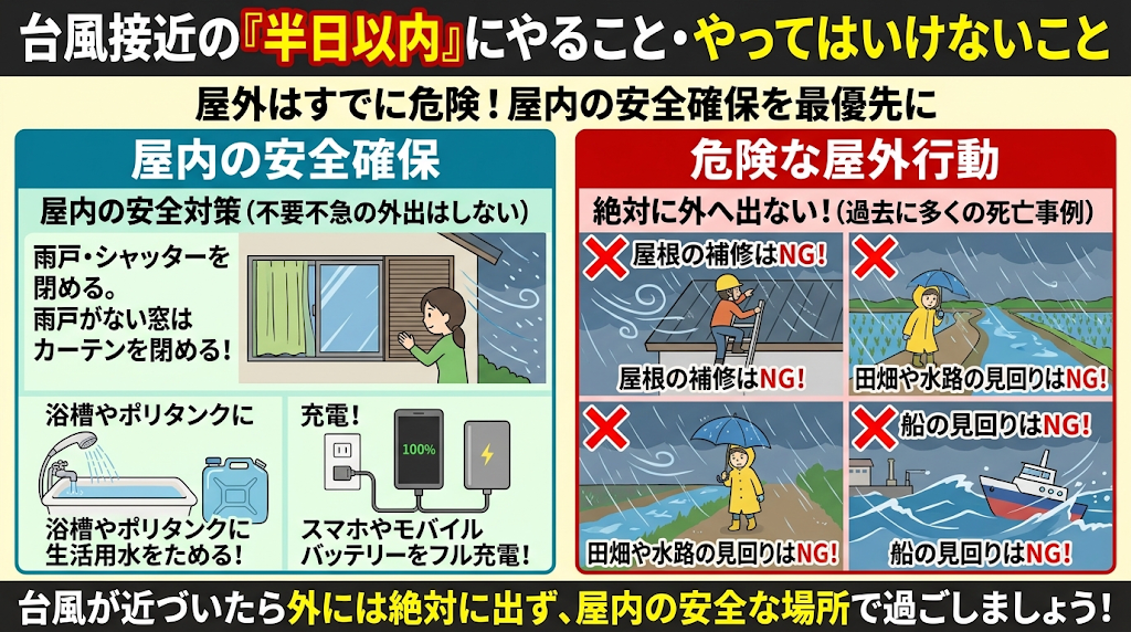 台風の半日以内にやること
