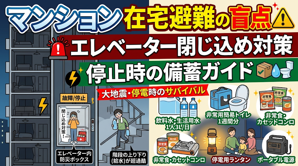 マンション在宅避難の盲点｜エレベーター閉じ込め対策と停止時の備蓄ガイド