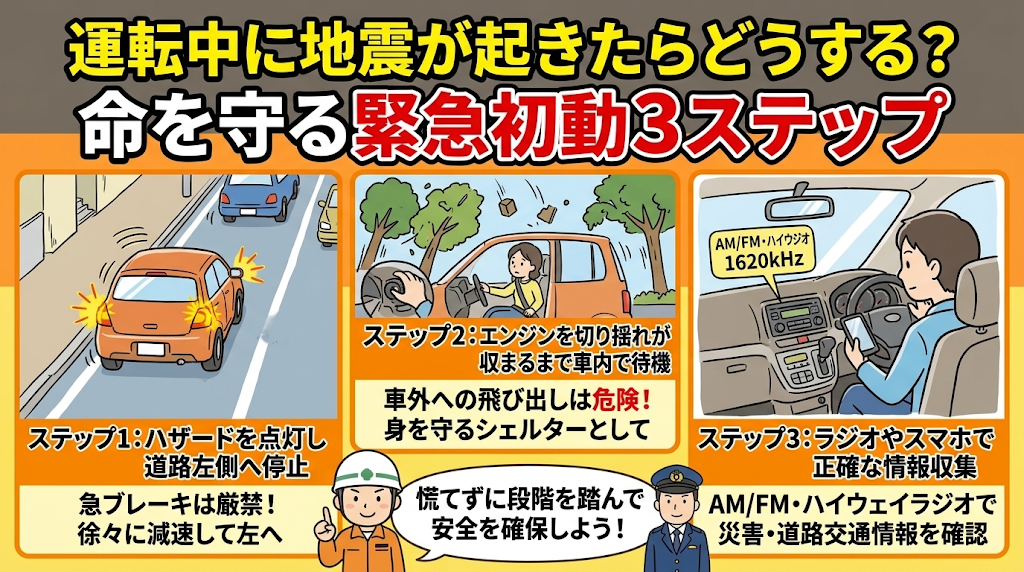 運転中に地震が起きたらどうする？命を守る緊急初動3ステップ