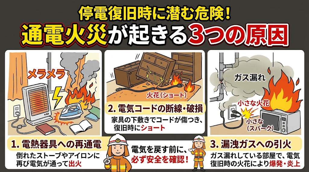 通電火災が起きる3つの原因