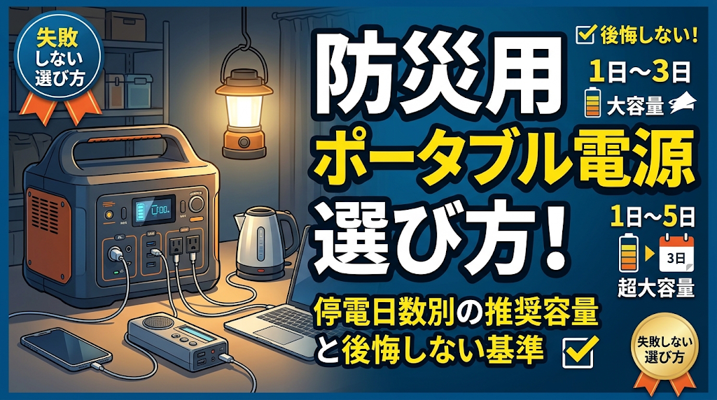防災用ポータブル電源の選び方！停電日数別の推奨容量と後悔しない基準
