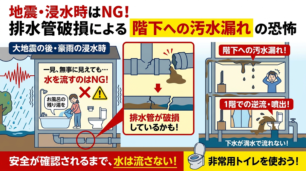 断水時にトイレへお風呂の水を流してはいけないケース