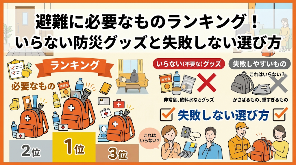 避難に必要なものランキング！いらない防災グッズと失敗しない選び方